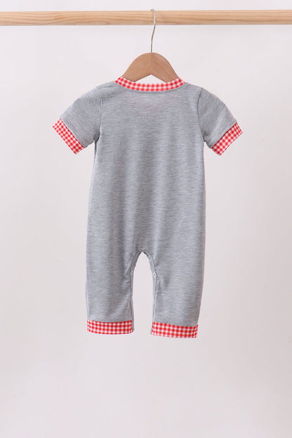 Grey character embroidery romper