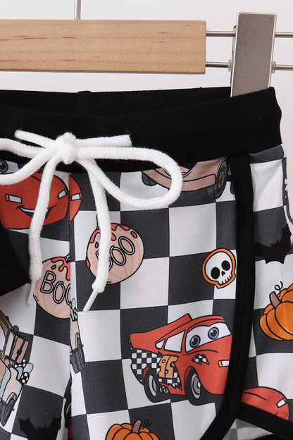 Black racing bamboo shorts set