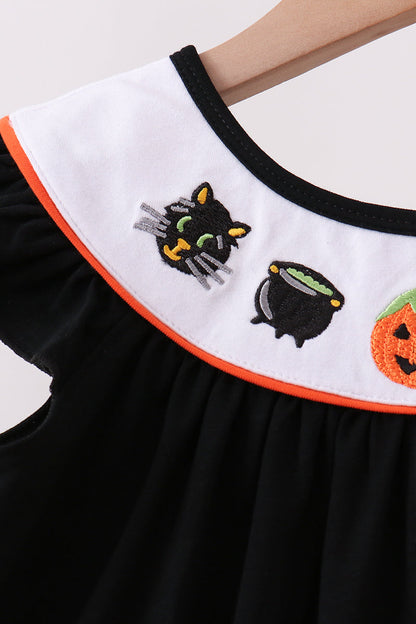 Black Pumpkin Ghost Embroidery Pants Set
