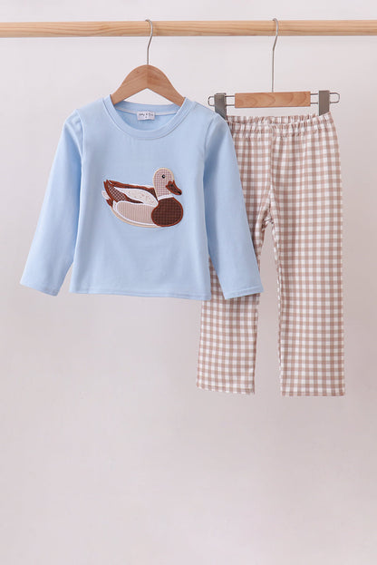 Blue Mallard Applique Pants Set