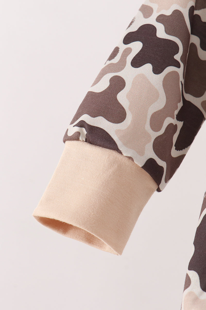 Camouflage Duck Embroidery Hoodie Bubble