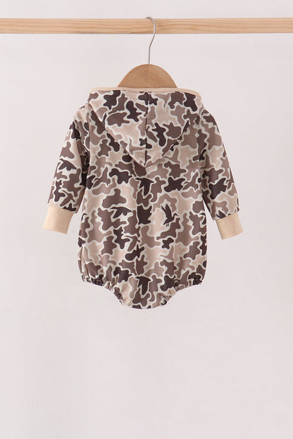 Camouflage Duck Embroidery Hoodie Bubble