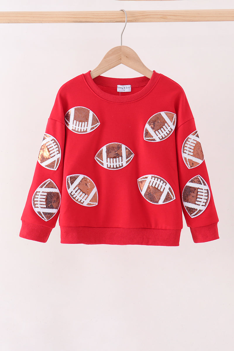 Red Football Sequin Mom & Me Top