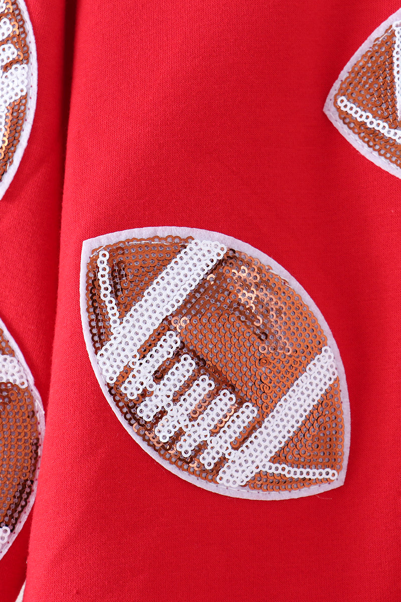 Red Football Sequin Mom & Me Top