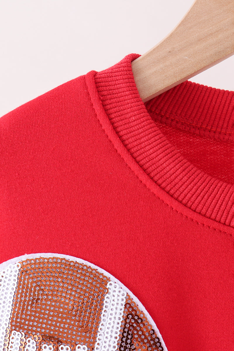 Red Football Sequin Mom & Me Top