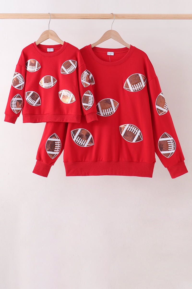 Red Football Sequin Mom & Me Top