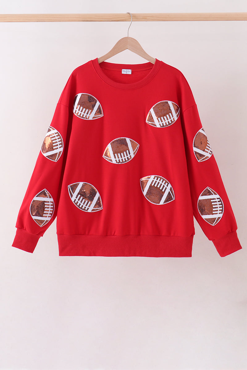 Red Football Sequin Mom & Me Top