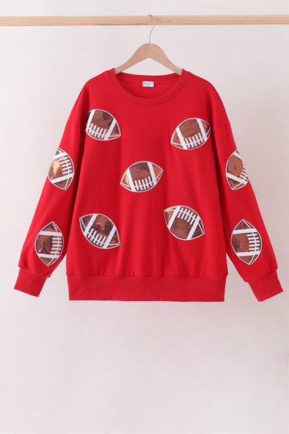 Red Football Sequin Mom & Me Top