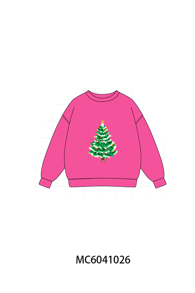 Hot Pink Christmas Tree Sequin Mom & Me Top