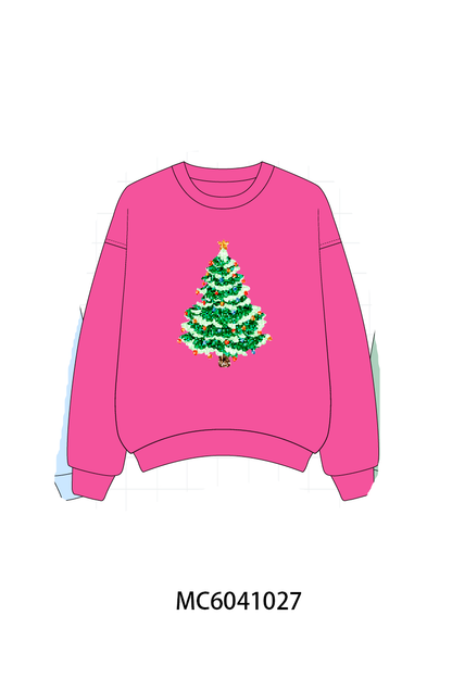 Hot Pink Christmas Tree Sequin Mom & Me Top