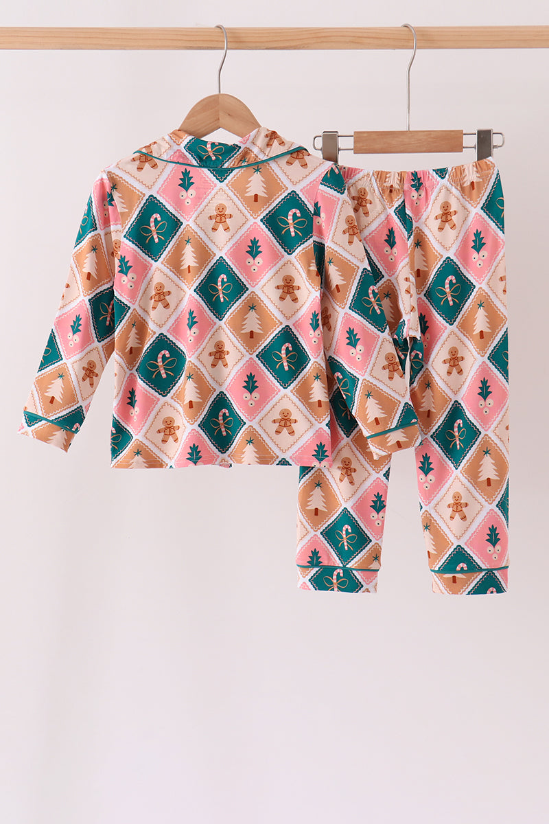 Green Gingerbread Bamboo Mom & Me Pajama Set
