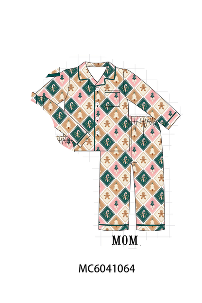 Green Gingerbread Bamboo Mom & Me Pajama Set