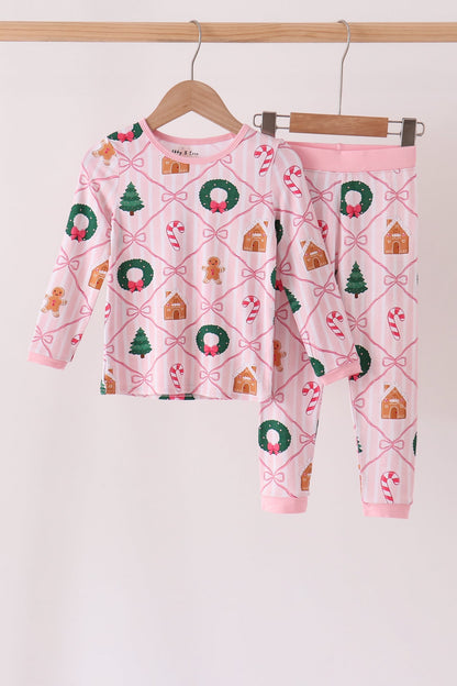 Pink Christmas Tree Bamboo Mom & Me Pajama Set