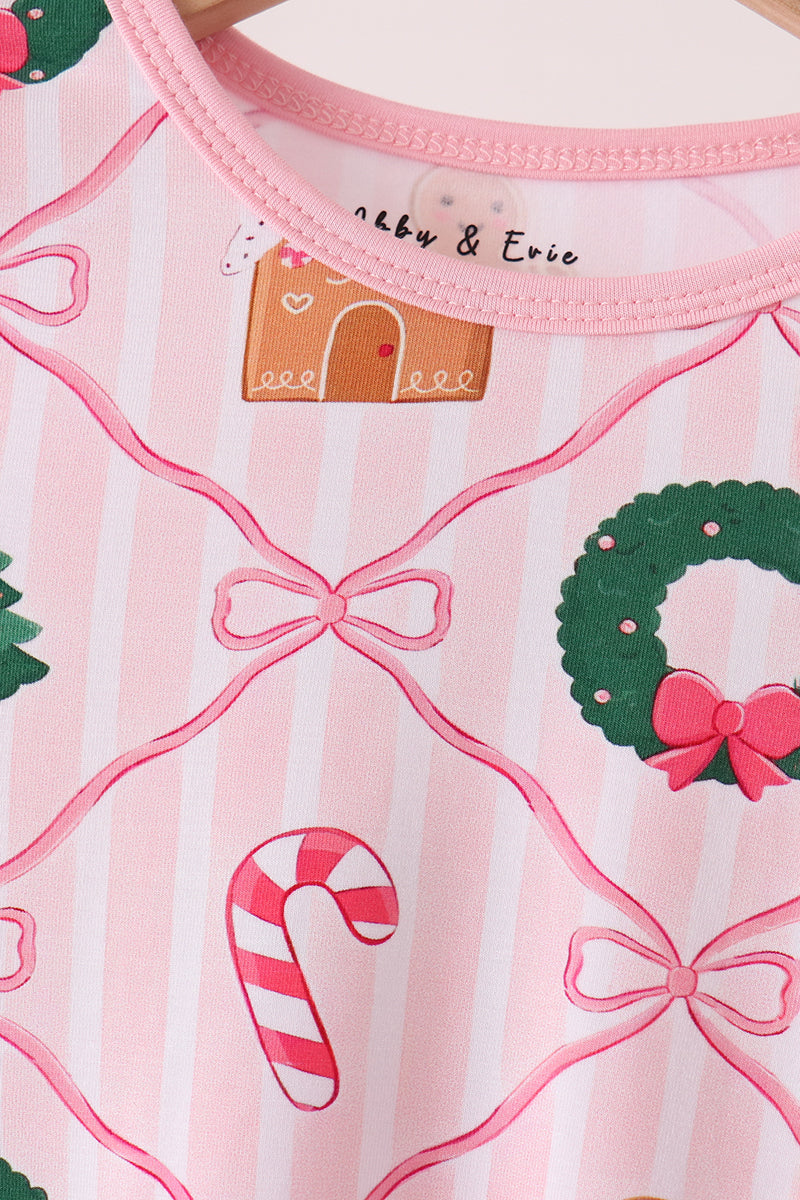 Pink Christmas Tree Bamboo Mom & Me Pajama Set
