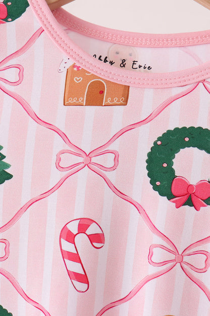 Pink Christmas Tree Bamboo Mom & Me Pajama Set