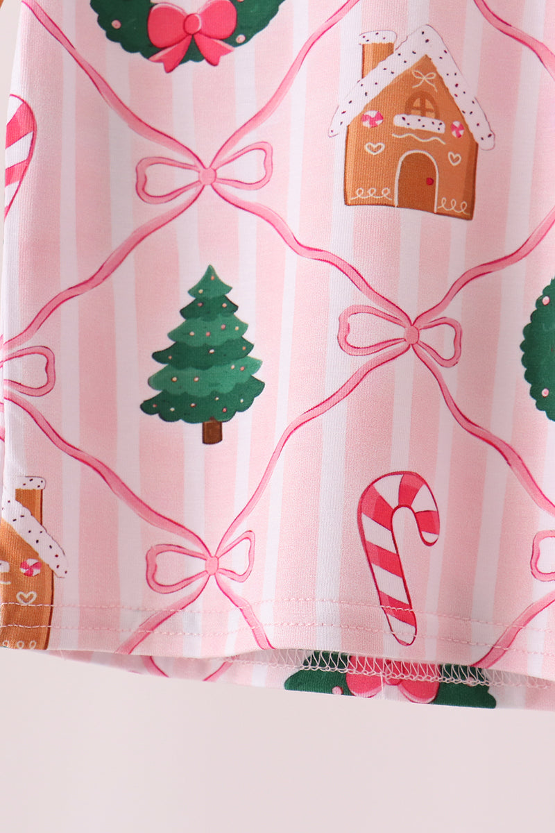 Pink Christmas Tree Bamboo Mom & Me Pajama Set