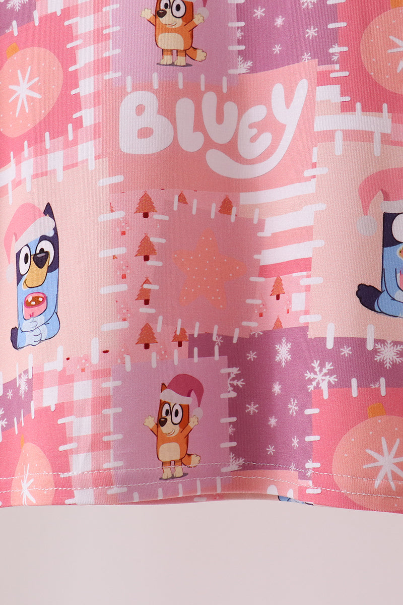 Purple Christmas Bluey Bamboo Ruffle Pajama Set