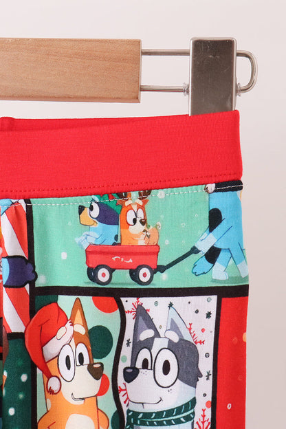 Red Christmas Bluey Bamboo Pants Set