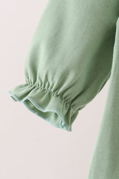 Green Duck Guack Guack Embroidery Ruffle Romper