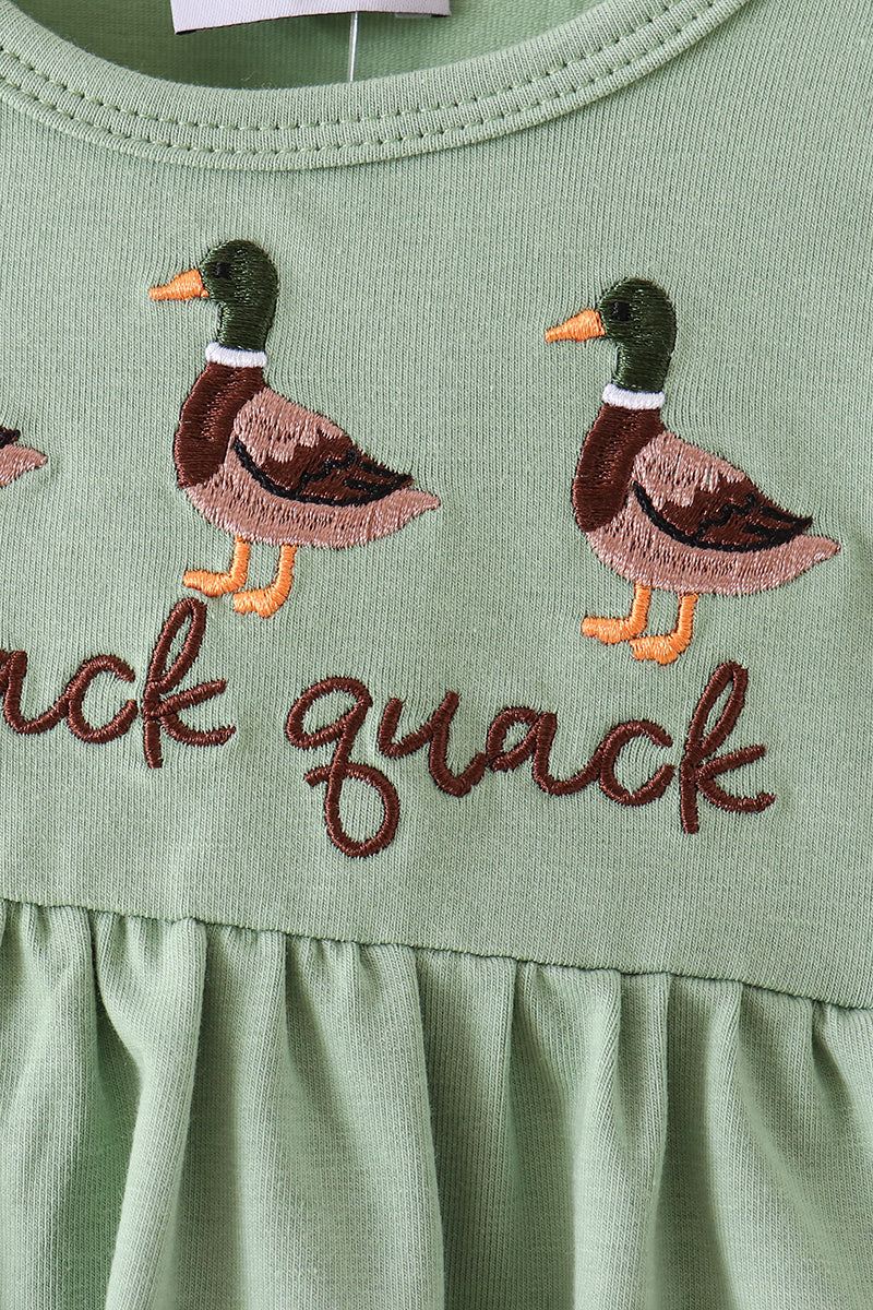 Green Duck Guack Guack Ruffle Gingham Bloomer Set