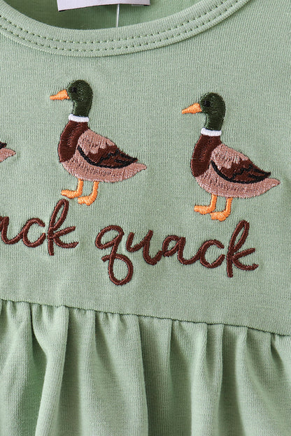 Green Duck Guack Guack Ruffle Gingham Bloomer Set