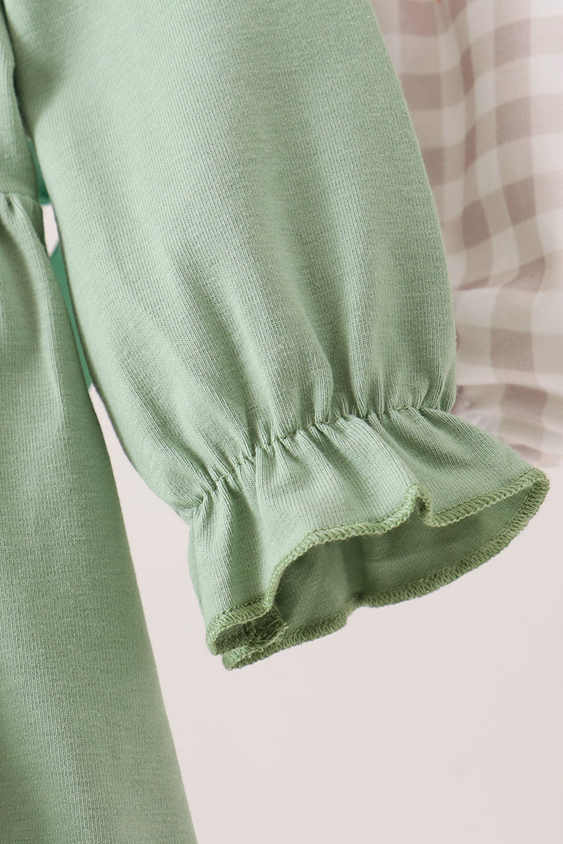 Green Duck Guack Guack Ruffle Gingham Bloomer Set