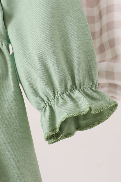 Green Duck Guack Guack Ruffle Gingham Bloomer Set