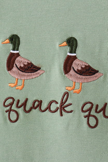 Green Duck Guack Guack Embroidery Ruffle Pants Set
