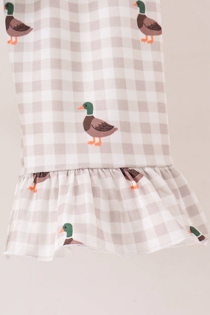 Green Duck Guack Guack Embroidery Ruffle Pants Set