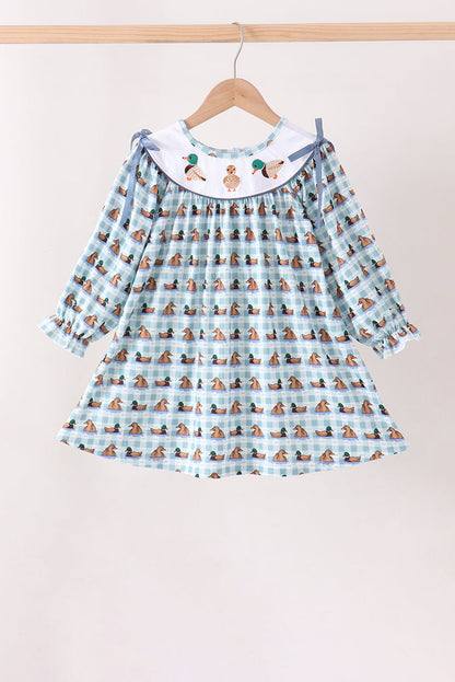Blue Mallard Duck Embroidery Dress