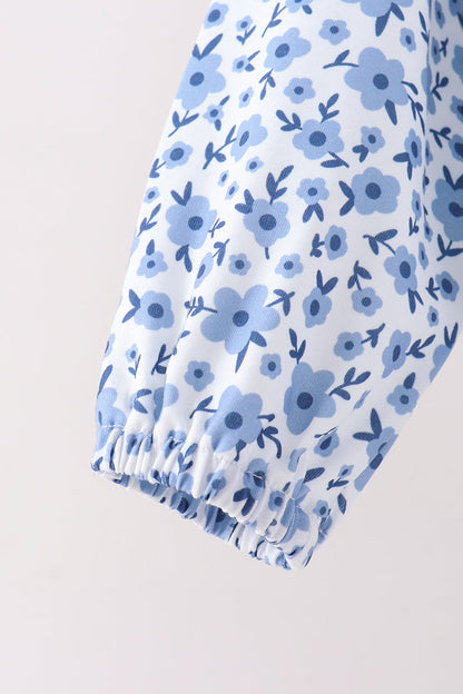 Blue Floral Print Skorts Set