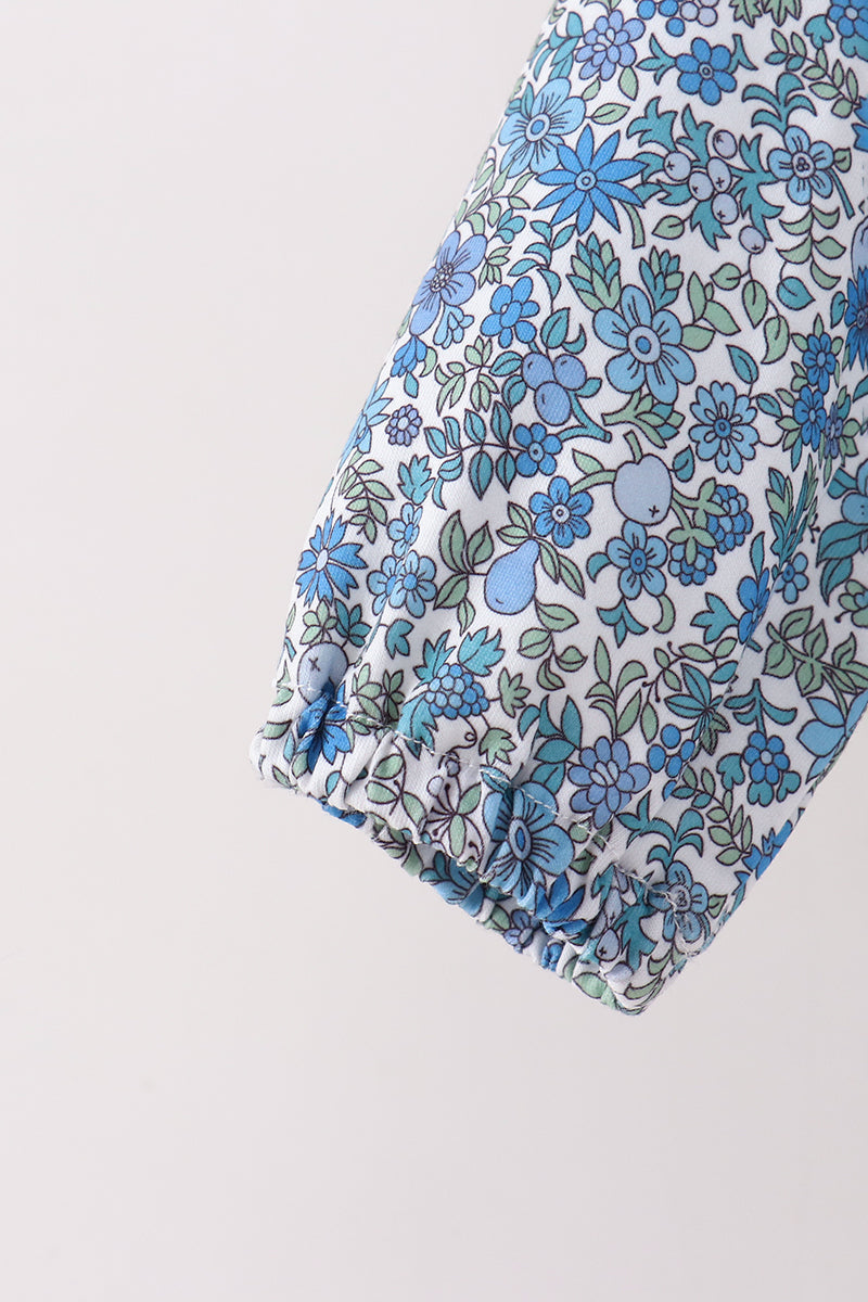 Teal Floral Print Mom & Me Skorts Set