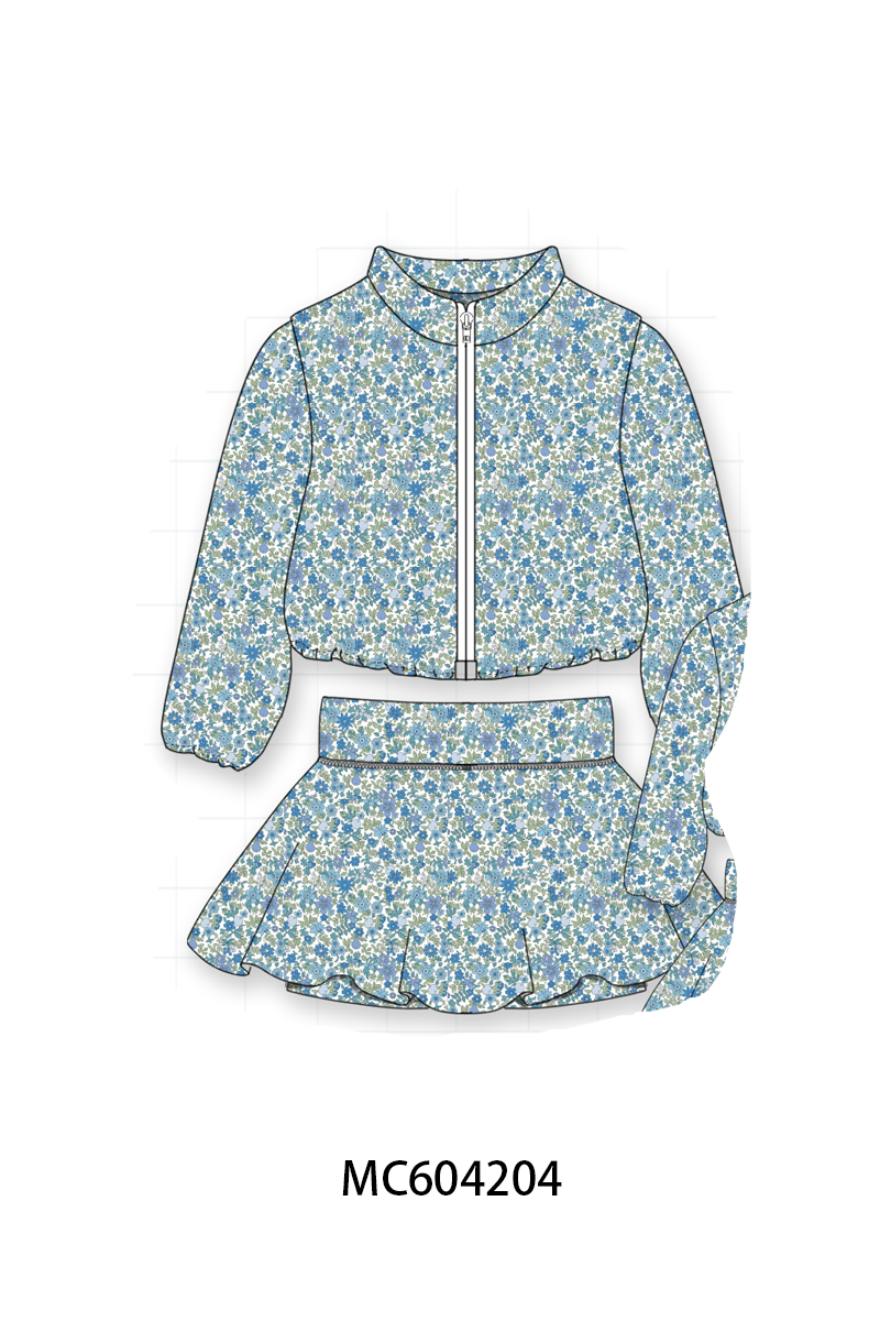 Teal Floral Print Mom & Me Skorts Set