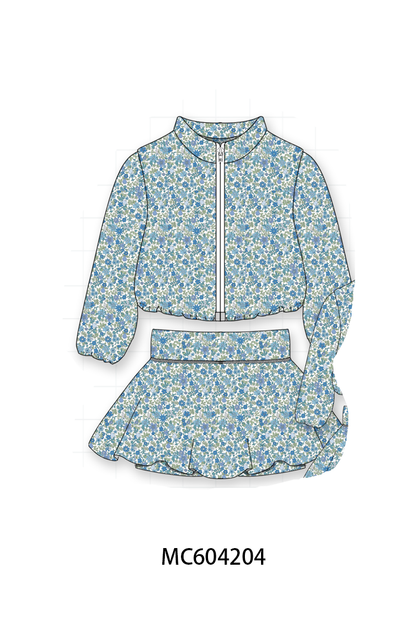 Teal Floral Print Mom & Me Skorts Set