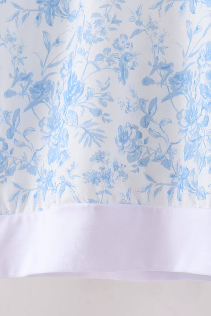 Blue Floral Print Mom & Me Pants Set