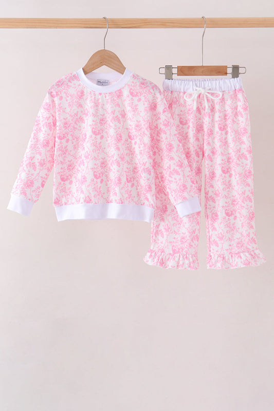 Pink Floral Print Mom & Me Pants Set