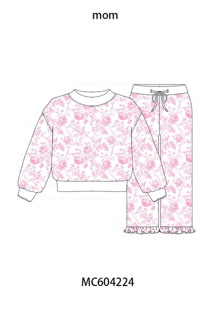 Pink Floral Print Mom & Me Pants Set