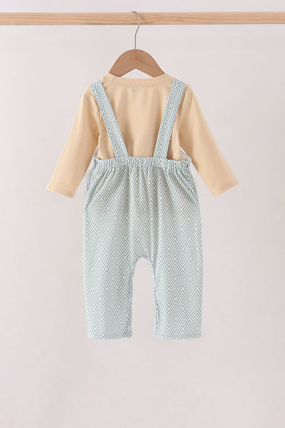 Khaki Geo Diamond 2pc Romper Set
