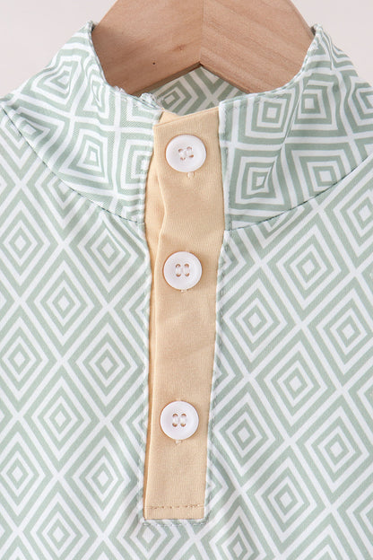 Khaki Geo Diamond Pants Set