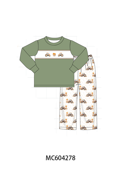 Green Farm Embroidery Pants Set