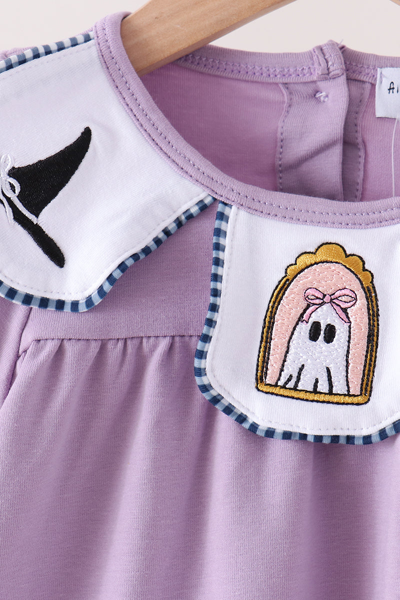 Purple Spooky Embroidery Bloomer Set