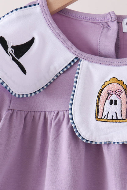 Purple Spooky Embroidery Pants Set