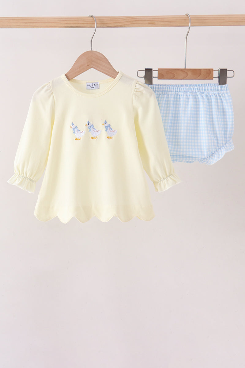 Beige Goose Embroidery Bloomer Set