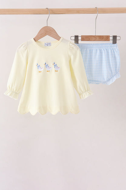 Beige Goose Embroidery Bloomer Set
