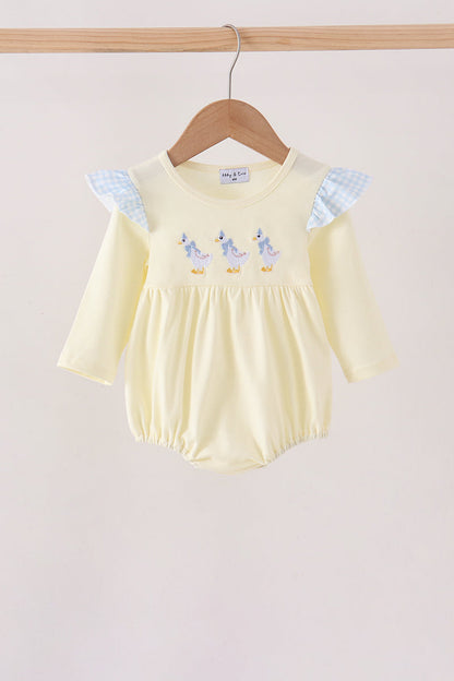 Beige Goose Embroidery Ruffle Bubble