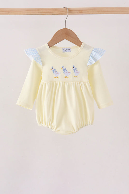 Beige Goose Embroidery Ruffle Bubble