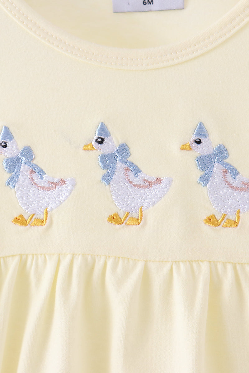 Beige Goose Embroidery Ruffle Bubble