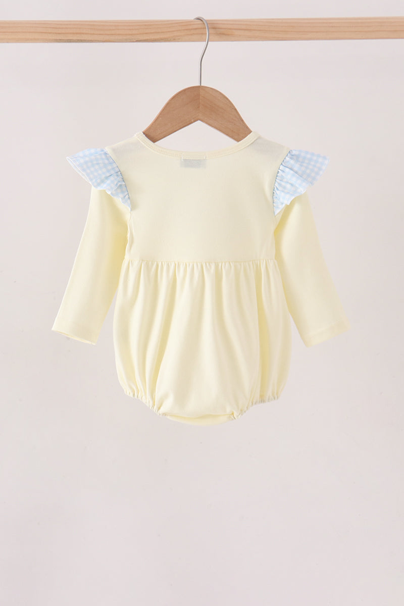 Beige Goose Embroidery Ruffle Bubble