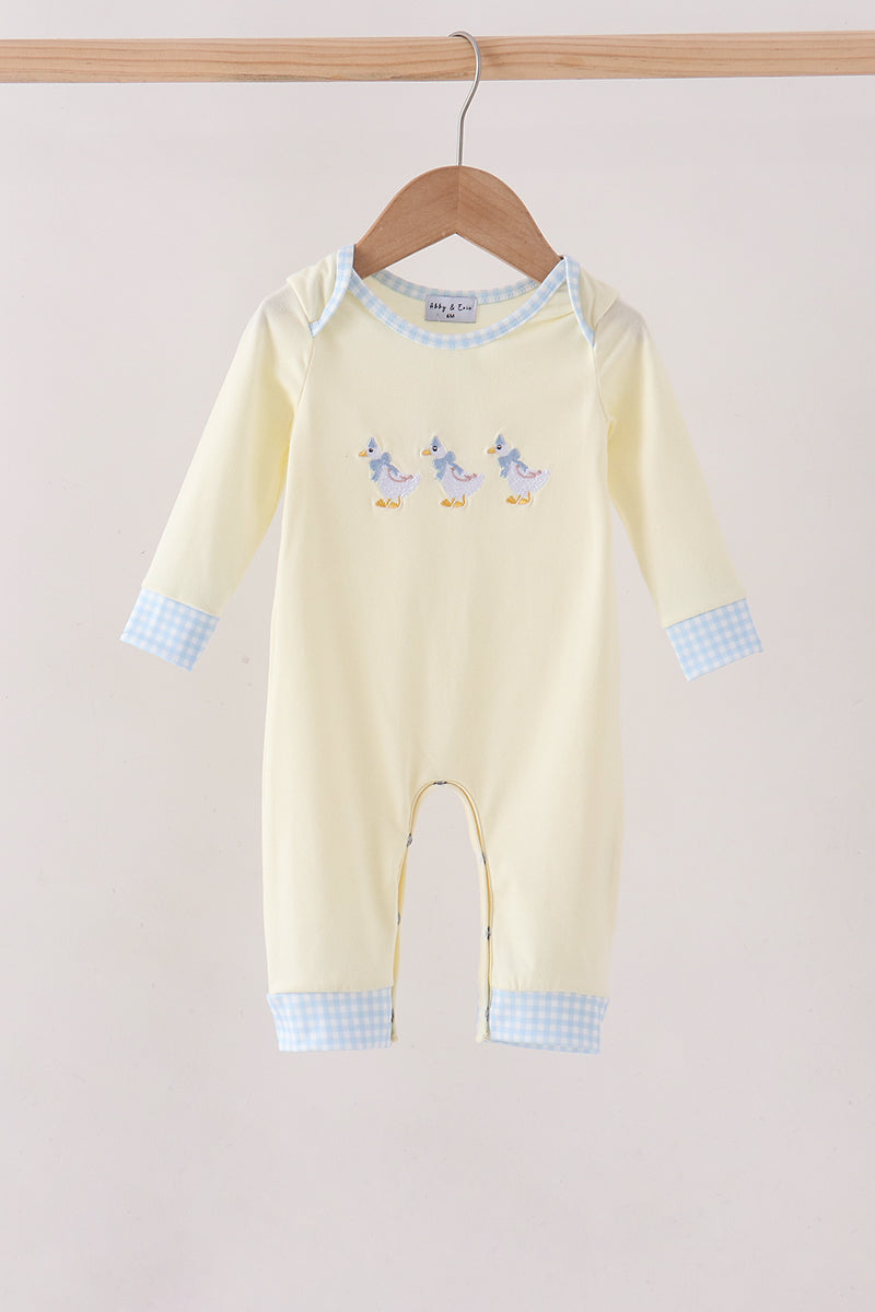 Beige Goose Embroidery Romper