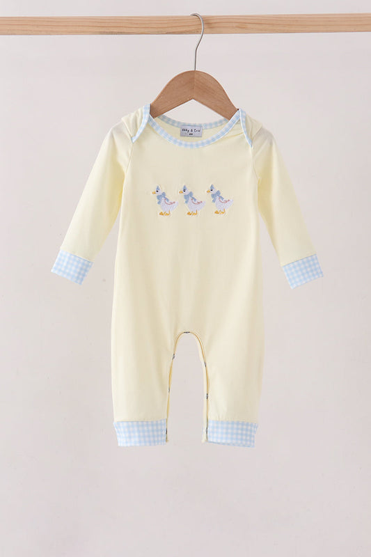 Beige Goose Embroidery Romper
